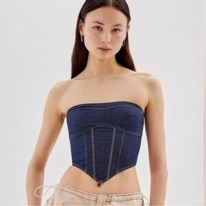 Blue Denim Strapless Corset Top